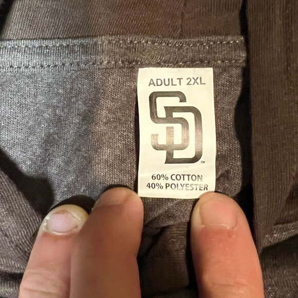 San Diego Padres Pull Up Hoodie 2XL Gray & Brown 60% Cotton 40% Polyester Adult - Picture 6 of 6